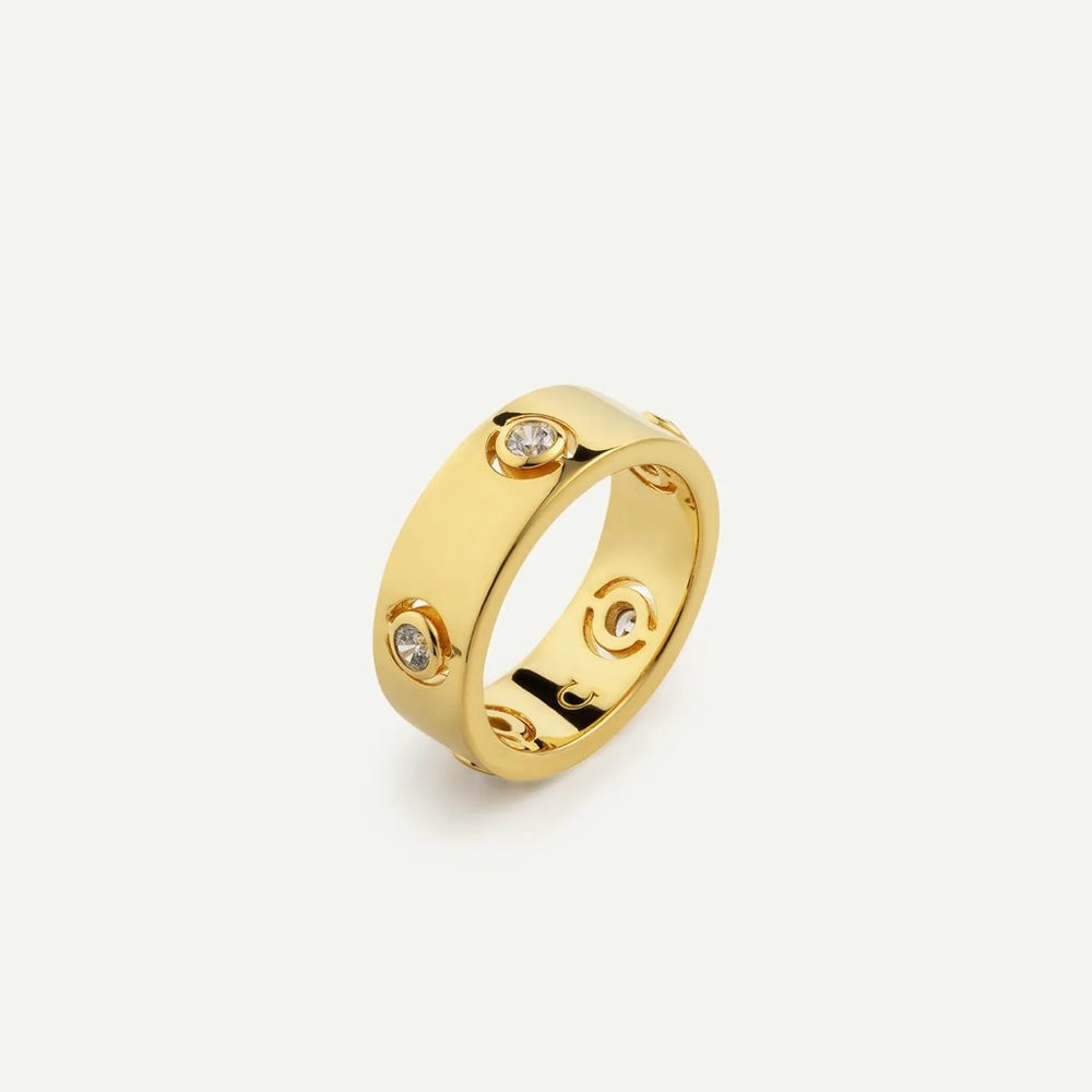 Gold Ring with Crystal Detailing